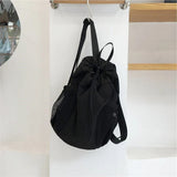  MQTIME  -  Preppy Korean Nylon Drawstring Backpack Minimalist Large Capacity Lightweight Travel Fitness Bag, Niche Multiple Pockets Daypack