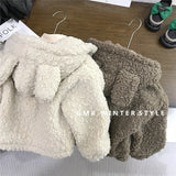  MQTIME  -  Boys Lamb Fur Jackets Girls Winter Thickened Hooded Zipper Coats Children's Clothing New Kids Fashion Clothing Outerwear