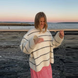 MQTIME  -  New Autumn Knitted Sweater For Women Loose O Neck Soft Warm Pullover Casual Warm Knit Outwears 2025 New Famale Autumn Clothing