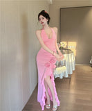 MQTIME  -  Evening Party Dresses Women Flower Sleeveless V Neck Bandage Backless Sexy Mermaid Dress Cocktail Wedding Party Prom