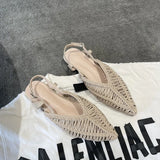MQTIME  -  New Pointed Roman Sandals Women's Summer Flat Bottom Hollow Word with Bag Head Cool Slippers