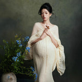  MQTIME  -  Women Maternity Dress for Photoshoot Lady Photography Clothing Elegant White Off-Shoudler Long Dress Greece Pregancy Dresses