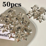 Mqtime 2/50Pcs Y2K Silver Star Hair Clips for Girls Filigree Star Metal Snap Clip Hairpins Barrettes Hair Jewelry Nickle Free Bobby Pin