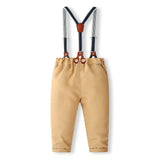 MQTIME  -  4Piece Fall Boys Sets Clothing Korean Fashion Gentleman Long Sleeve Tops+Pants+Tie Baby Clothes Toddler Boutique Outfits BC1735