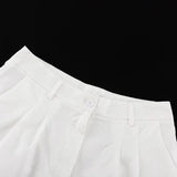 MQTIME  -  Summer Cotton Cut-out Stitching Design Sense Set Women's Summer New V-neck Short Sleeve Lace-up Top Shorts Two-piece Set