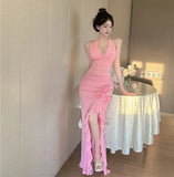 MQTIME  -  Evening Party Dresses Women Flower Sleeveless V Neck Bandage Backless Sexy Mermaid Dress Cocktail Wedding Party Prom