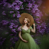  MQTIME  -  Sage Green Maternity Robes Photoshoot Customized Simple Tulle Ruffles Pregnancy Dresses For Photo Shoot Women Dress Baby Shower