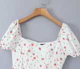 MQTIME  -  Summer New French Sweet Style Strappy Cinched Waist Slimming Tiered Bubble Sleeve Dress