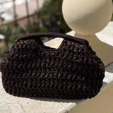 MQTIME  -  New Half-Moon Beach Straw Handbag Luxury Women's Straw Bucket Bag Purse Woven Straw Handbags Casual Tote Crossbody Bag Ins