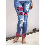 MQTIME  -  New Fashionable Boutique Women's Stretch Small Foot Women Jeans Ripped Holes Cut Washed Jeans Slim Leisure Women Jeans