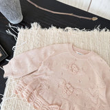  MQTIME  -  New Autumn Toddlers Girls Knitted Pullovers Sweaters Crochet Flowers Ruffles Korean Style Baby Kids Sweater