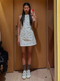 MQTIME  -  Print Sleeveless Short Dress Woman Patchwork Round Neck Solid Slim A-line Dresses Fashion Summer Vacation Beach Women's Vestidos
