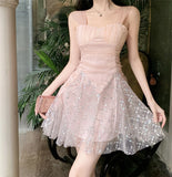 MQTIME  -  French Style Sexy Fairy Temperament Celebrity Party Dress Summer New Hanging Strap Sequins Unique Short Dresses