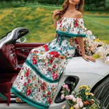 MQTIME  -  Boho Dress Women's One Shoulder Dress with Sexy and Fashionable Printed Long Style, Large Display, Summer New