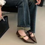 MQTIME  -  Spring Pointed Toe Mary Jane Women Pumps Shallow Belt Shoes Buckle Thin Mid Heels Fashion Ladies 2025 New Arrivals Dress Pumps