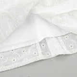 MQTIME  -  French Style White Lace Trim Short Sleeve Dress 2025 Summer A Line Bow Tie Casual Mini Dress