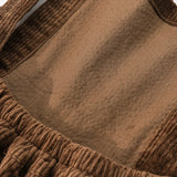  MQTIME  -  Autumn New Girls Corduroy Brown Strapless Dress Retro Casual Back Cross Straps Elastic Waist Sleeveless Dresses Kids Clothes