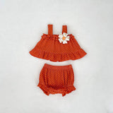 MQTIME  -  Summer New Fashion Versatile Infant and Toddler Girl Baby Sweet Dot Printed Suspended Top+Bottom Wrapped Pants Sleeveless Set