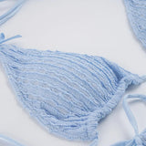 MQTIME  -  Women Solid Vacation Beach 2 Piece Set Lace Up Bra + Briefs + Shorts Summer Holiday Bikini Suits Night Clubwear Outfits