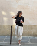 MQTIME  -  Lace Patchwork Elastic Waist Trousers Women Casual High-waisted Lace-up Loose Wide Leg Pants Lady Street Chic Bottom