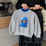  MQTIME  -  Toddler Boys Sweatshirt Cartoon Printed Thicken Warm Kids Baby Boys Hoodies Winter Versatile Casual Infant Boys Pullovers