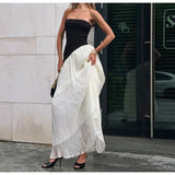 MQTIME  -  Spring/summer New Fashion Temperament Slim Dress Contrasting French Elegant Long Skirt A-line Skirt