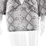  MQTIME  -  Bohemian Resort Style Sexy Royal Lady Temperament Deep V Pleated High Elastic Printed Backless Waist-hugging Dress