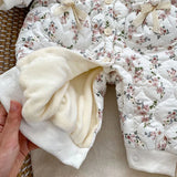 MQTIME  -  Winter 0-24M Toddler Baby Girl Warm Thick Romper Floral Printing Newborn Baby Girl Plush Jumpsuit Children Warm Thick Clothes