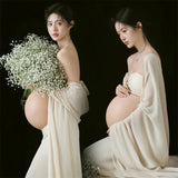 MQTIME  -  Women Maternity Dresses for Studio Photoshoot Elegant Tube Top Skirt Cape 3pcs Set for Pregancy Lady Photography Clothes Costume