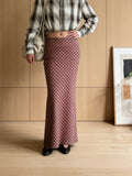 MQTIME  -  Commuting Printing Plaid Mermaid Maxi Skirt Women Contrast Patchwork High Waist Slim New Women Mermaid Maxi Skirt