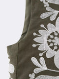 MQTIME  -  Embroidery Vest For Women Y2k Vintage Casual Sleeveless Cardigan Waistcoat Top Fashion Woman Floral Embroidered Vest