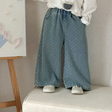 MQTIME  -  Children's Jeans Loose Straight Pants Wide Leg Pants for Boys and Girls 2025 new Spring Autumn Kid's Polka Dot Trousers