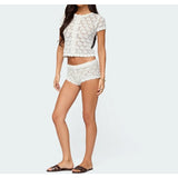 MQTIME  -  Spring and Summer Women's Clothing Fashion Suit Comfortable Casual Vacation Style Hollow Top Shorts Dress