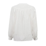 MQTIME  -  Casual Loose White Cotton Women's Blouse Fashion Stand Collar Long Sleeve Shirt Elegant Classic Solid Top Female