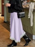  MQTIME  -  Fashion Women Lace Patchwork Skirt Elegant Solid Split A Line Midi Skirts Female 2026 Spring Summer Casual Chic Lady Clothes