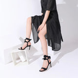 MQTIME  -  Bow Tie Strap High Heel Sandals Women Summer New Elegant Satin Shoes for Dress