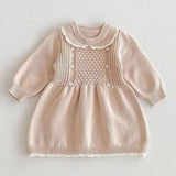  MQTIME  -  New Autumn Kids Princess Dress European American Style Baby Girls Knitting Dress Short Sleeved Solid Color Knitted Clothes