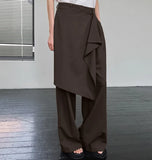 MQTIME  -  Spliced Wrapped Wide-leg Pants Women's 2025 Autumn New Design High-waisted Slimming Casual Trousers Women's Clothing