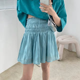 MQTIME  -  Summer Sexy Pleated Skirt Casual High Waist Mesh Stitching Gauze Short Skirt Korean Fashion Elegant Temperament Mini Skirt