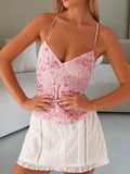 MQTIME  -  Summer Pink Sequin Bandage Crop Tops Women Sexy Halter Sleeveless Backless Cami Tanks Y2k Vintage High Street Tops 2025 New
