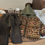 MQTIME  -  New Winter Infant Baby Girls Woolen Jacket Colorful Jacquard Thicken Warm Kids Girls Coat Round Neck Toddler Girl Outerwear Coat