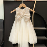  MQTIME  -  Sequined Princess Dress Girls Puff Dress Kids Birthday Party Mesh Gown Children Casual Clothes Toddler Fashion Vestidos 2-10Y