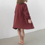  MQTIME  -  Spring New Cotton Red Plaid Dress For Girls Cute Double Gauze Long-Sleeved Nightgown Baby Girl Loose Homewear Dresses