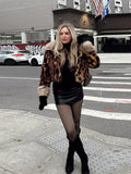 MQTIME  -  Female autumn Winter Vintage Leopard Printed Fur Coat Long Sleeves Lapel Loose Warm Retro Jacket Causal Street Coats 2025