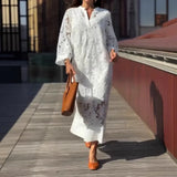  MQTIME  -  European and American cross-border new Amazon independent station casual loose lace V-neck dress cw21379