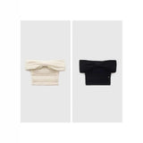 MQTIME  -  Women Knitting Top Off The Shoulder Sweater 2025 Women's Pure Desire Knit Top Designer Off Shoulder Bow Detail Slim Fit Sweater