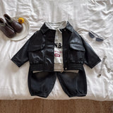 ﻿ MQTIME  -  Autumn & Winter New Arrival Baby & Toddler Clothing 2-4 Years Old Girl Baby Flared Collar Leather Jacket