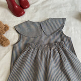  MQTIME  -  New Summer Baby Girls Striped Sets Peter Pan Collar Tops Shorts 2pcs Korean Style Toddlers Kids Chic Outfits