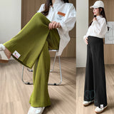 Mqtime Spring Summer Fashion Pleat Chiffon Maternity Pants Wide Leg Loose Straight Belly Trousers Clothes for Pregnant Women Pregnancy