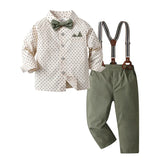 MQTIME  -  Autumn Children's Boys Long-sleeved Shirt Suspender Long Pants Gentleman Two-piece Set Toddler Baby Performance Clothing Suit